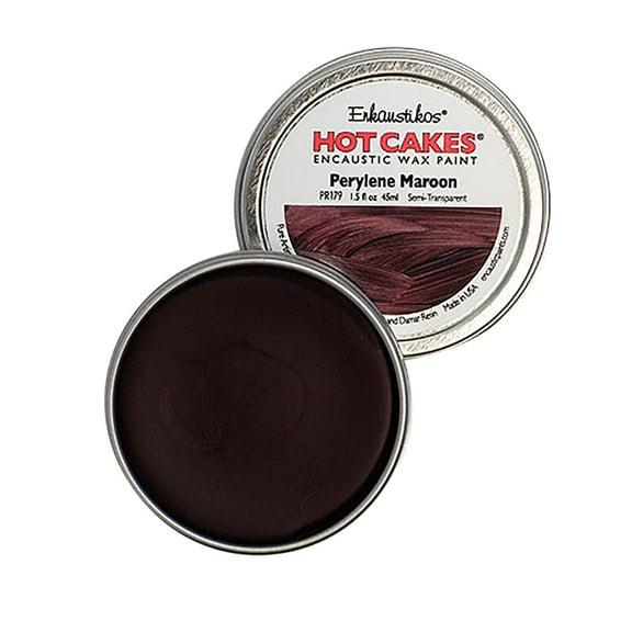 Enkaustikos Hot Cake Encaustic Wax Paint, 1.5 oz. Tin, Perylene Maroon