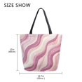 thumbnail image 5 of FORMRS Womens Canvas Tote Bag with Zipper Inner Pocket Shoulder Handbag, Pink Brown Pattern, 5 of 7