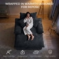 thumbnail image 4 of CARZZI LIFE 71 Inch Oversized Chaise Lounge Chair Indoor with Ottoman, Corduroy Boneless Cloud Couch Sleeper, Deep Seat Floor Sofa Bed and Reading Chair for Living Room (Dark Grey), 4 of 10