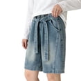 thumbnail image 2 of Amidoa&nbsp; Wide Leg Girls Jeans Shorts Casual Baggy Summer Kids Denim Shorts Blue Size 12, 2 of 9