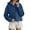 Dark Blue, variant on Denim Hooded Button Down Jacket Casual Pullover Sweatshirt Top With Front Pockets For Streetwear Fashion Oversized Pullover Long Sleeve Crewneck Casual Tops