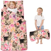 Yorkie Dog and Flower Florals Toddler Nap Mats for Kids Preschool,Sleeping Mat Bag or Kids,Toddler Sleeping Bag,Toddler Nap Mat or Daycare