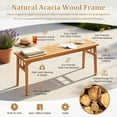 thumbnail image 7 of Hommoo 48" Acacia Wood Bench, Wooden Bench with Breathable Slat Seat, Triangular Support Frame, for Dining Room, Patio, Entryway & Garden, Natural, 7 of 7