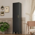 thumbnail image 5 of Narrow Bathroom Cabinet, Metal Storage Cabinet with 4 Adjustable Shelves and 2 Barn Doors,Tall Kitchen Pantry for Living Room, Home Office, Dining Room,Black, 5 of 7