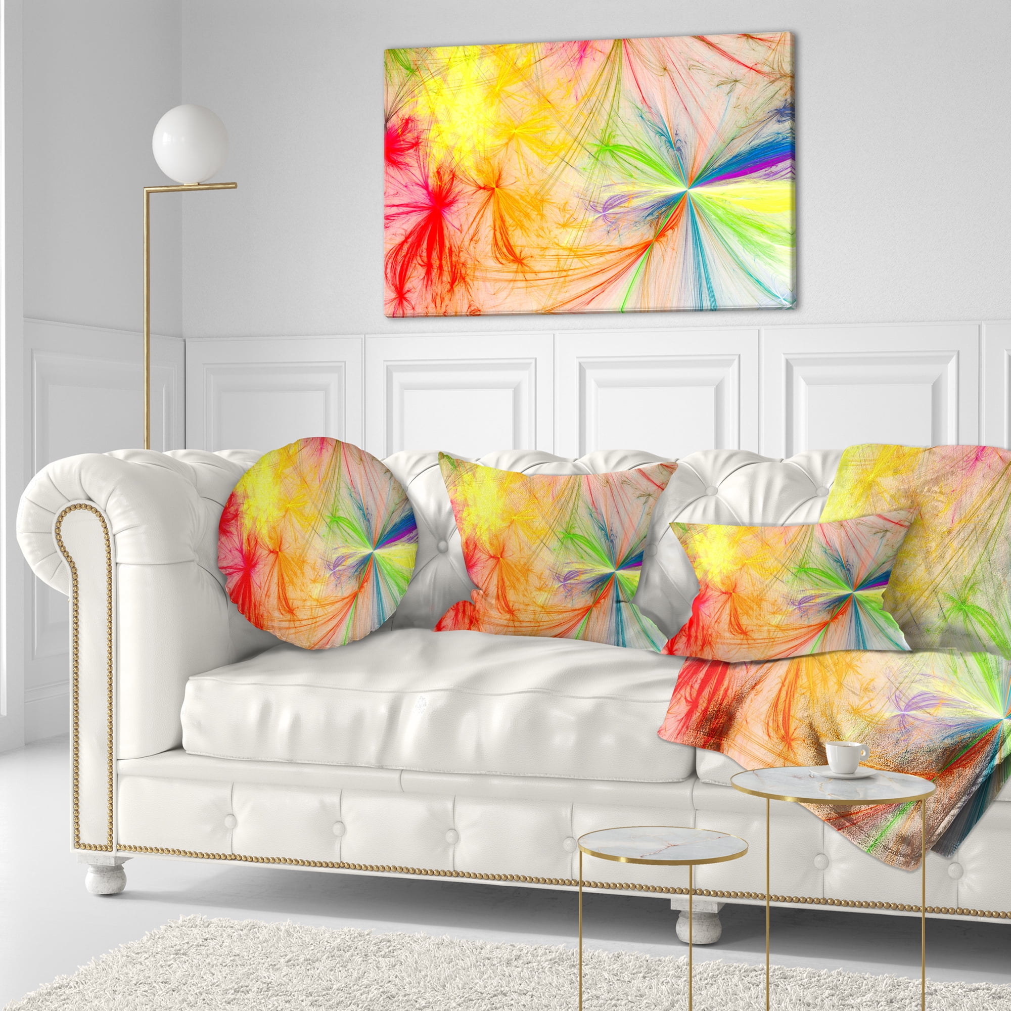 Designart Christmas Fireworks Colorful - Abstract Throw Pillow - 12x20