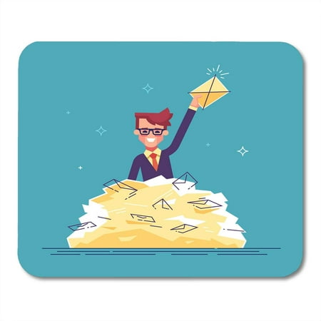 SIDONKU Positive Businessman Found The Right Letter in Heap of E Mails Concept Direct Email Spam Modern Flat Mousepad Mouse Pad Mouse Mat 9x10