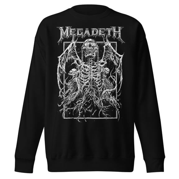 Megadeth Skeleton Wings Jumbo Print Unisex Sweatshirt - Black - Small