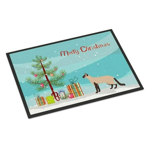 Carolines Treasures CK4592JMAT 24 x 36 in. Colorpoint Longhair No.3 Cat Merry Christmas Indoor or Outdoor Mat