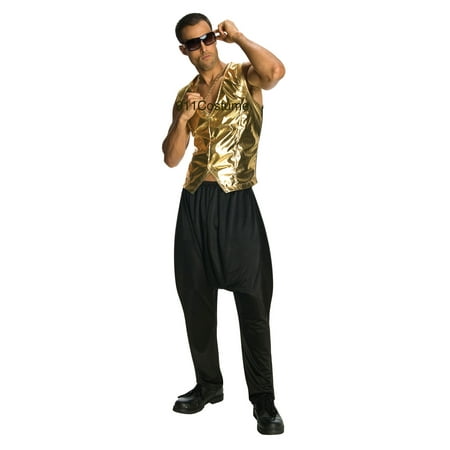 Gold Lame Vest MC Hammer Old School Rapper 1980s 1990s Unisex Costume