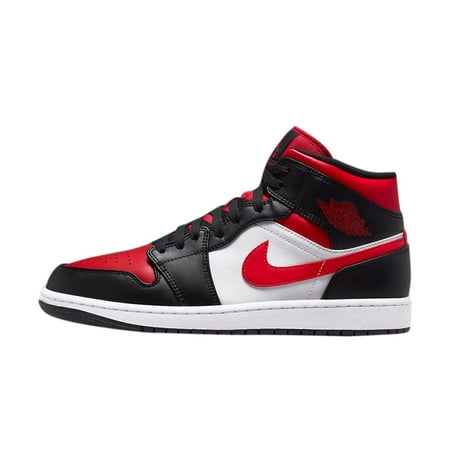 Jordan 1 Mid Men's Black/Fire Red-White 554724-079 Size 8