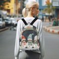 thumbnail image 7 of FORMRS Mini Backpack Purse for Women Quilted Travel Daypack Casual Shoulder Bag, Green Snowmen, 7 of 7