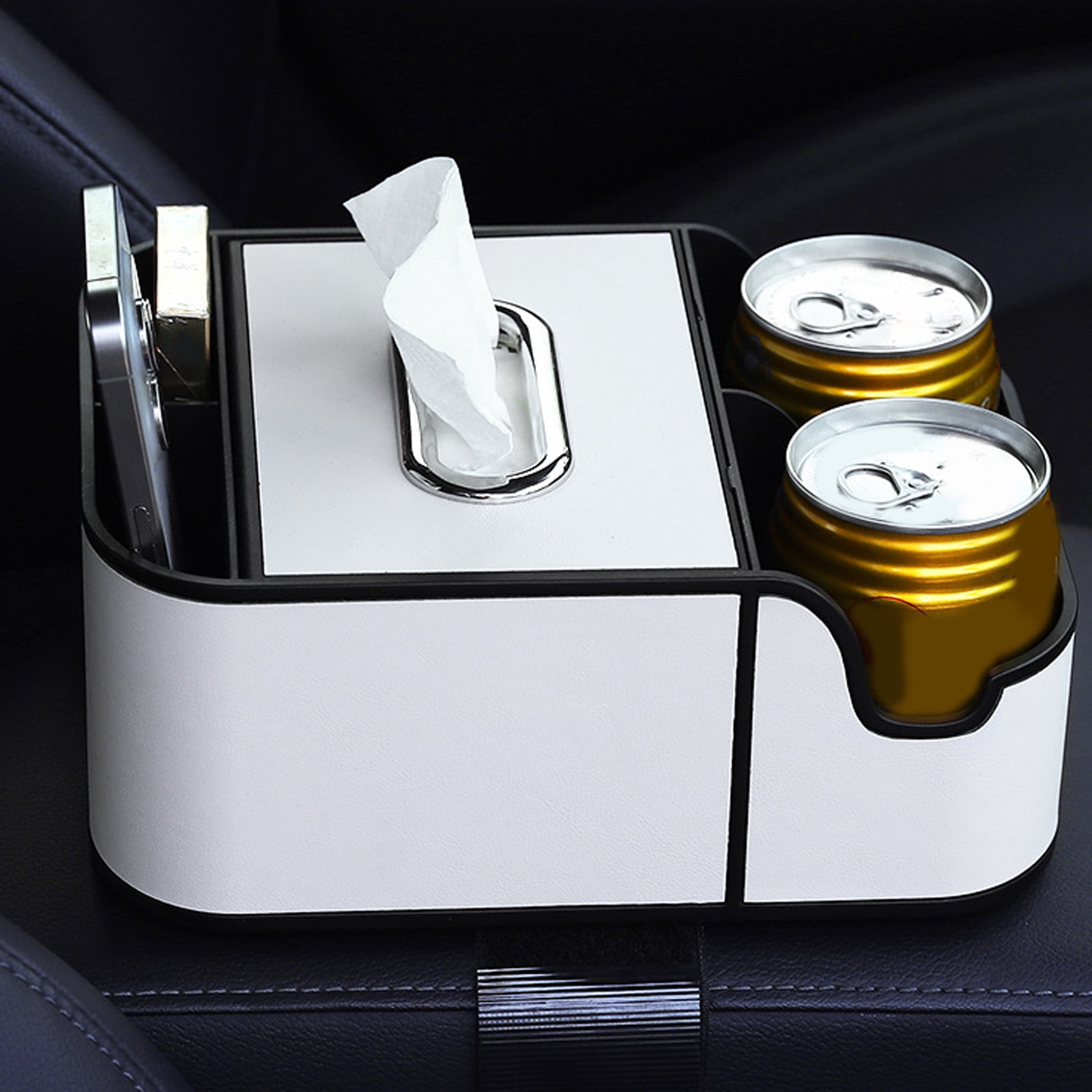 Center Console Leather Tray Car Seat Organizers Car Armrest Extra Storage Box Car Interior Storage Box with Phone Slot
