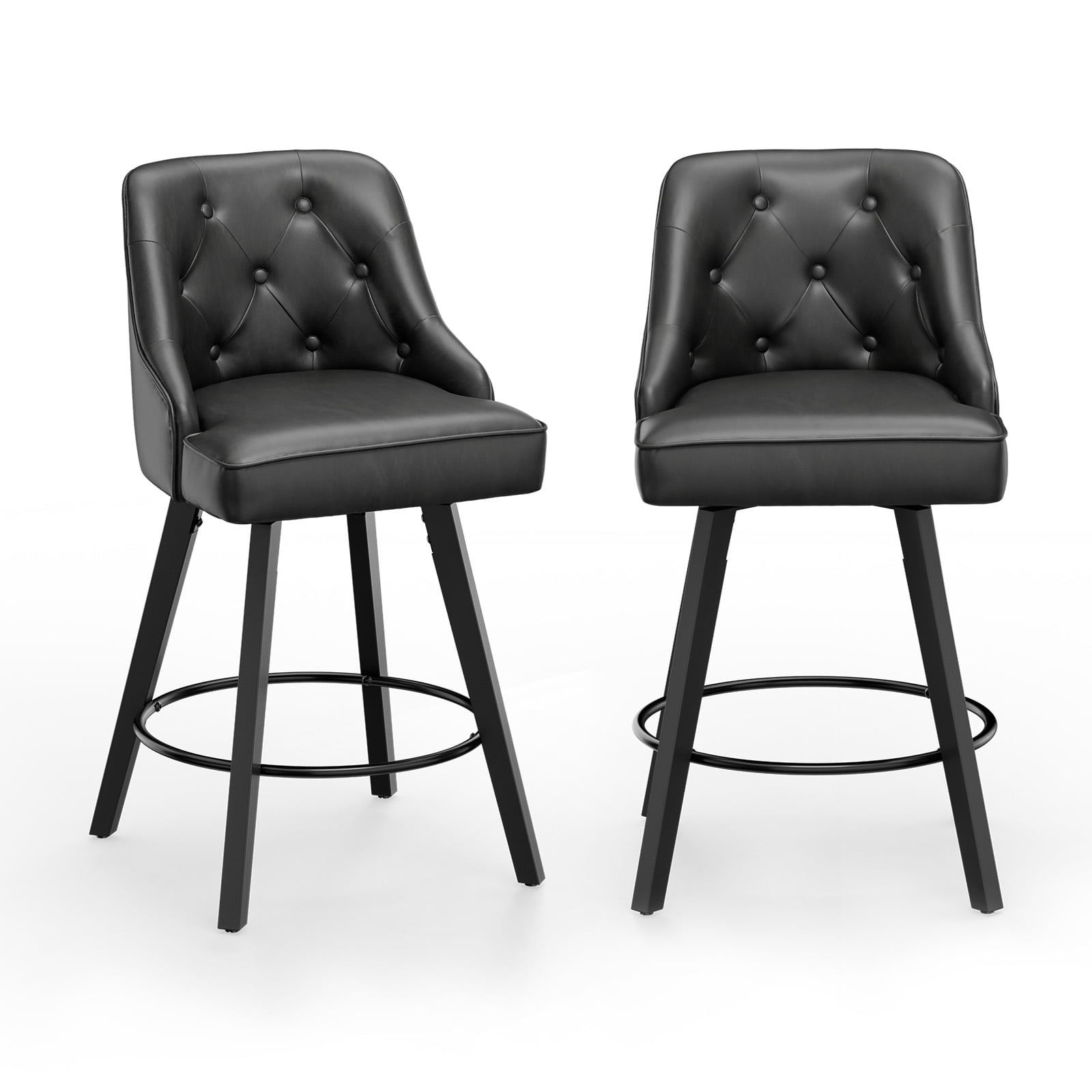 Zimtown Modern Swivel Barstools with Back, 26" Counter Height Bar Stools Kitchen Island Dining Chairs Set of 1, Black