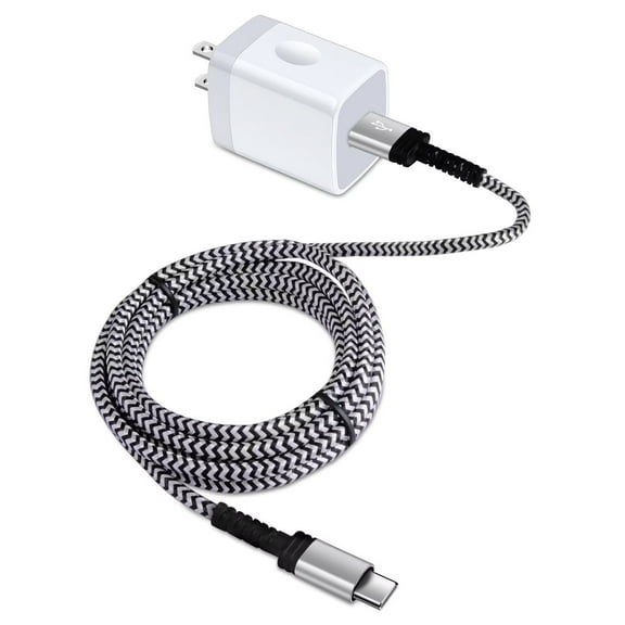 Charging Block,AILKIN QC 3.0 USB Charger Block for Android with Type C Usb C Charging Cables 10ft USB Wall Charger Block Plug Cords for Type C Fast Charging,White