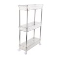thumbnail image 3 of Slim Rolling Storage Cart, Plastic Mobile Shelving Unit with 3 Tier Transparent Utility Cart for Bathroom Kitchen Narrow Places, 3 of 8