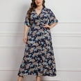 thumbnail image 4 of Lenago Robes d'Été Grande Taille pour Femmes Mode Féminine Aguichant d'Été à Col en V Imprimée à Manches Courtes Robe Grande Taille pour Fête Plage Robes en Liquidation, 4 of 9