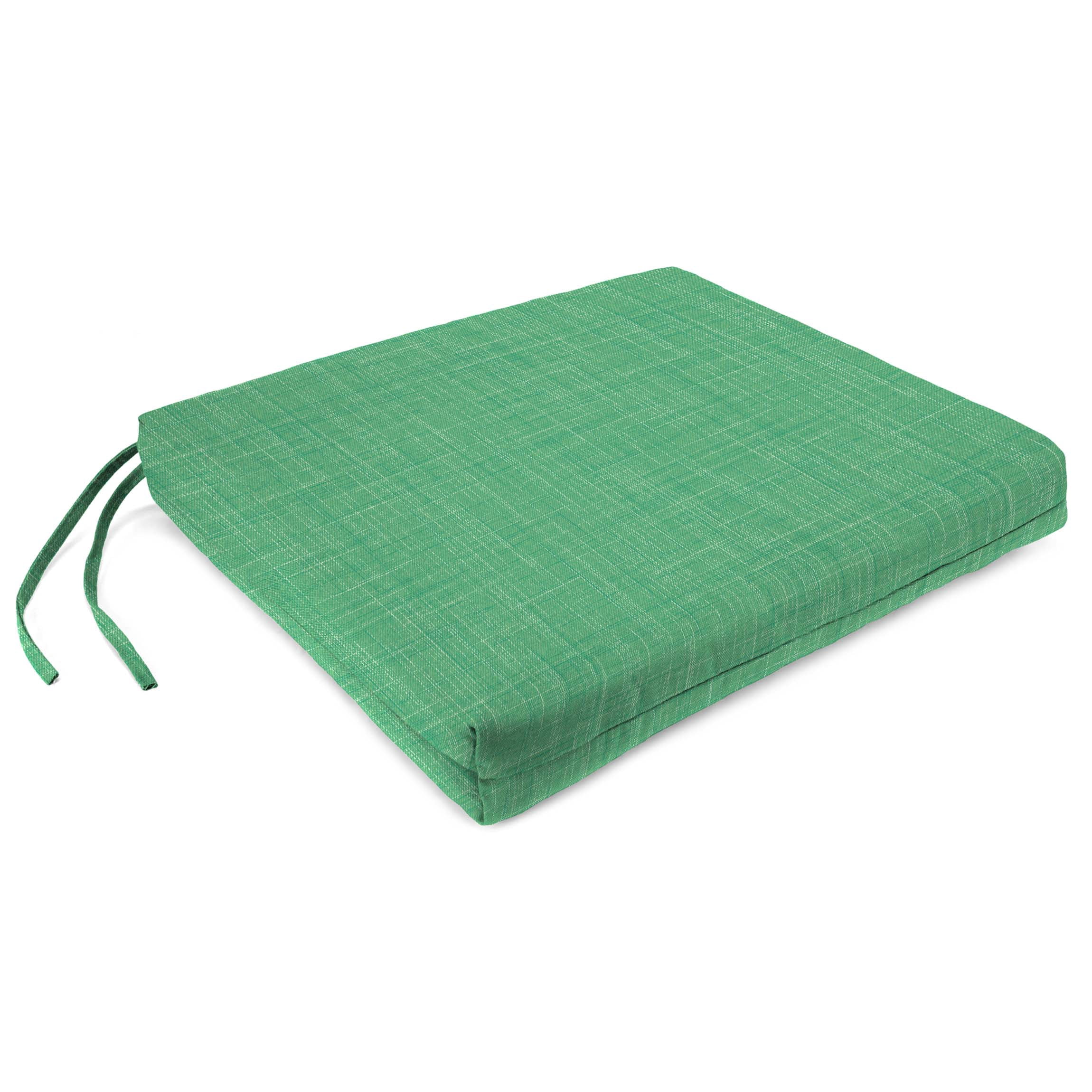 Jordan Manufacturing 17" x 19" Harlow Dill Green Solid Rectangular Outdoor Chair Pad Seat Cushion with Ties (2 Pack)