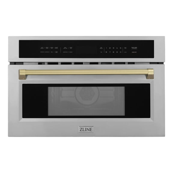 ZLINE Autograph Edition 30 1.6 cu ft. Built-in Convection Microwave Oven in Stainless Steel and Champagne Bronze Accents