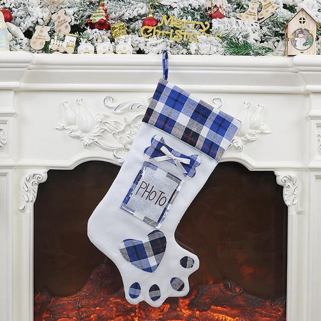 LSLJS Gift Wrap Storage, Fashion Christmas Black Red Plaid Socks Gift Bag Christmas Tree Decorations, Christmas Decorations