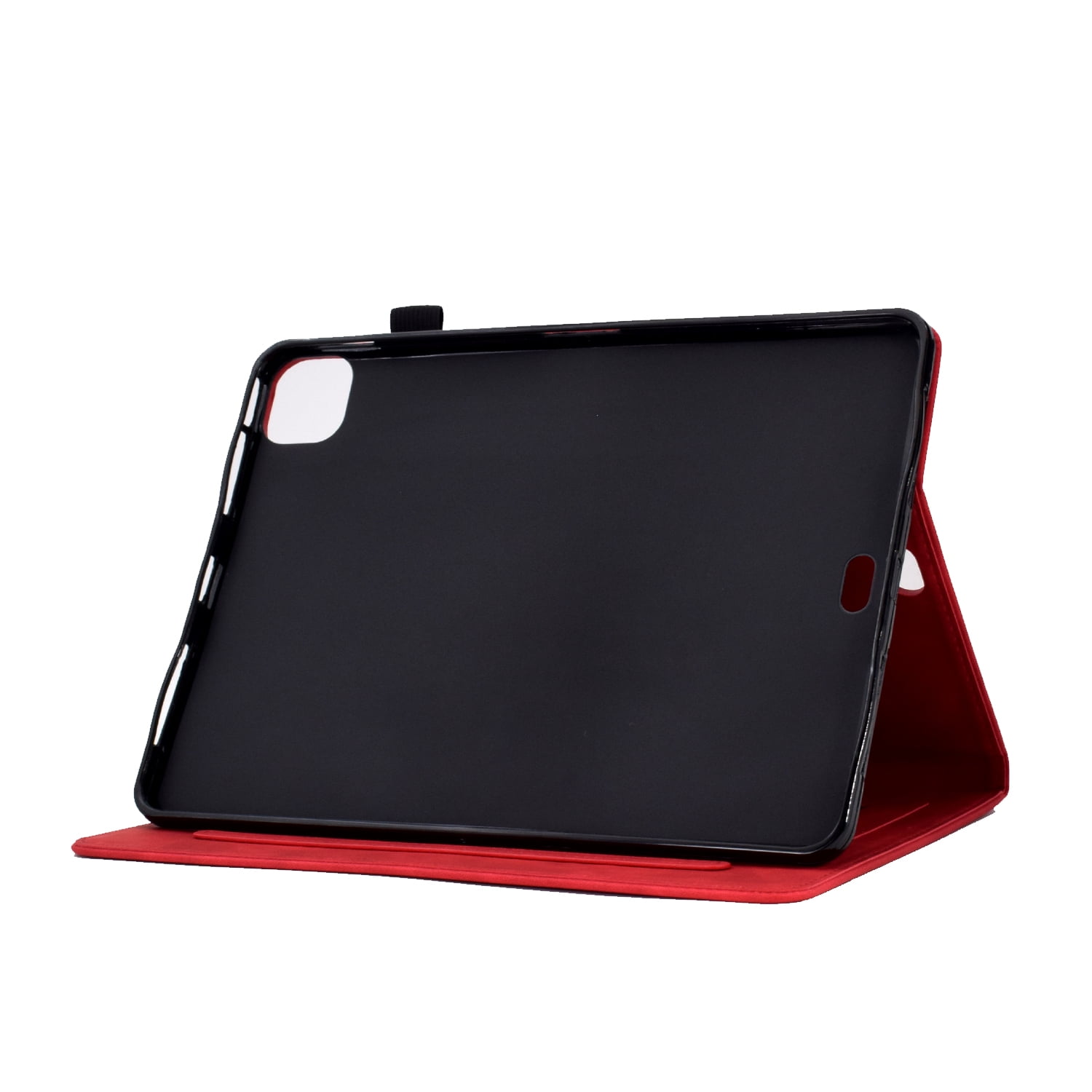 Allytechgroup iPad Pro 11 2024 M4 Case Cover, Eiffel Tower Butterfly Embossed Stylish Bumper Auto Sleep Wake Protective Kickstand Slim Fit Pencil Holder Case for Apple iPad 11 Inch Pro 2024, Red