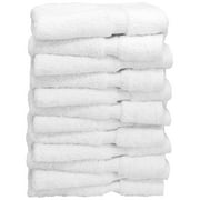 Bare Cotton Luxury Hotel & Spa Towel 100% Genuine Turkish Wash Cloths Dobby Border, White, Set of 12