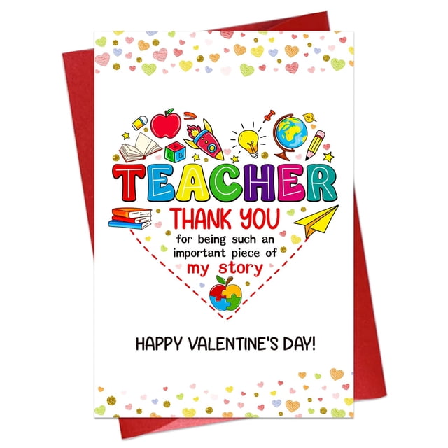 Tarjeta de San Valentín con sobre de agradecimiento para profesores de BIZIBAFF