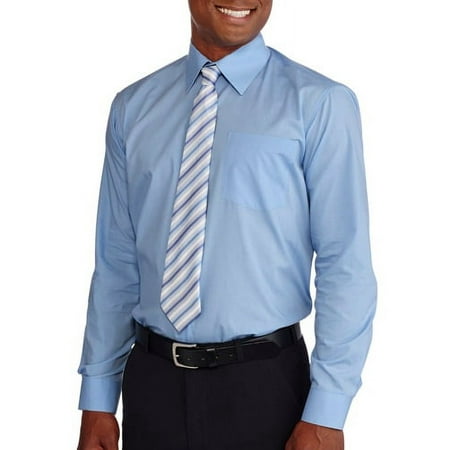 ^^big Men's Solid Dress Shirt With Match