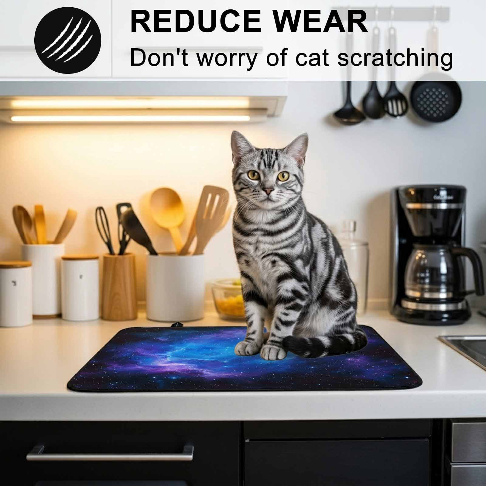 Blue Purple Stove Top Cover for Electric Stove, Heat-proof & Non Slip Glass Top Stove Cover Protector, Modern Abstract Night Sky Stars Kitchen Flat Cooktop Rubber Mat 24x21 Inches
