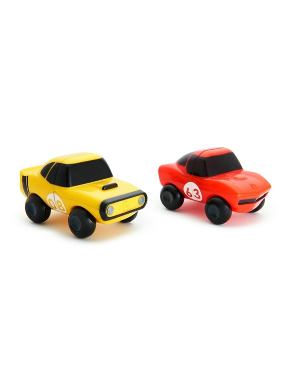 Munchkin Magnet Motors Mix and Match Car Bath Toy, 2 Pack, Red/Yellow