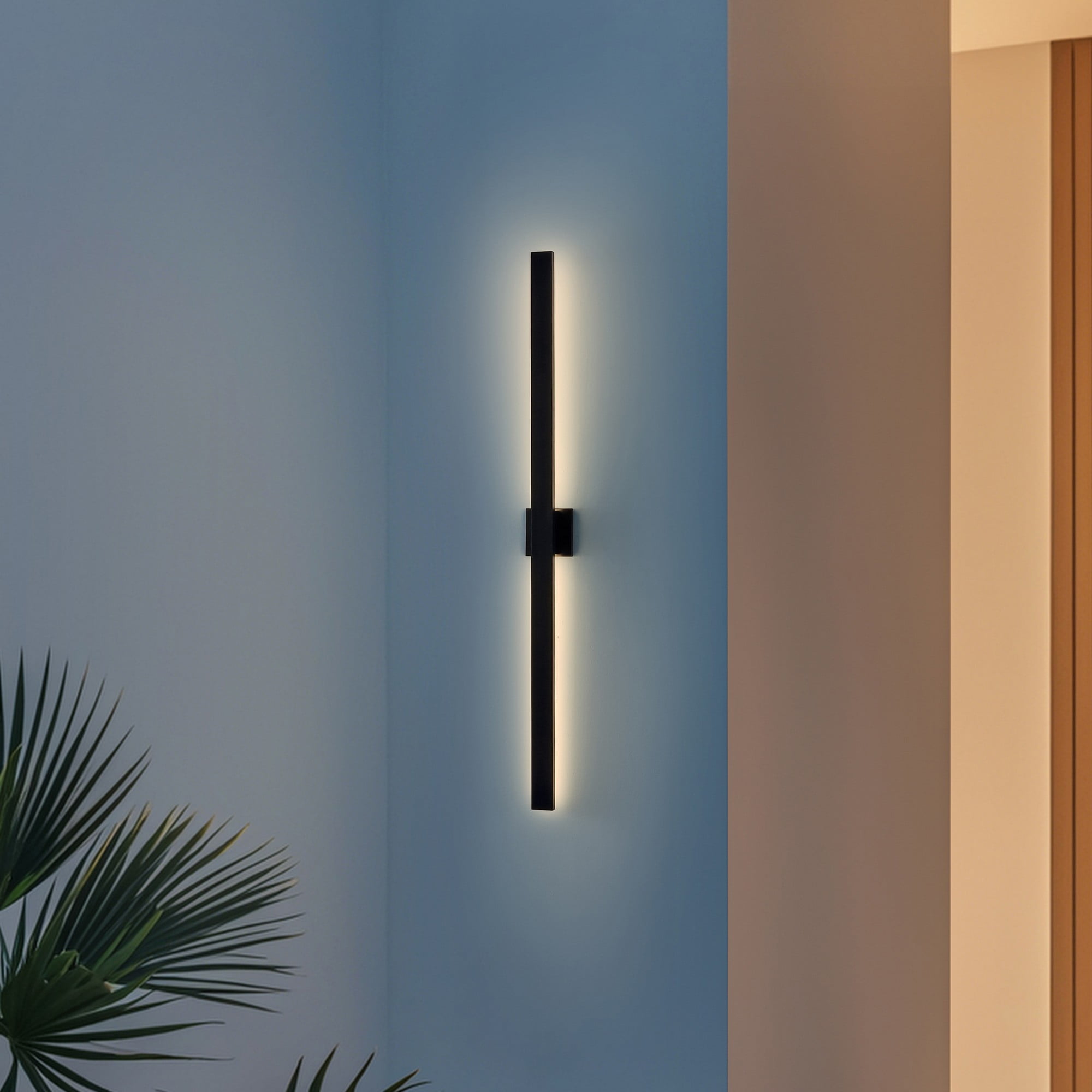 JONATHAN Y Vara 49.5" Modern Minimalist Indoor/Outdoor Metal 350-Degree Rotate Dimmable Integrated Linear LED Wall Sconce, Black