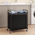 thumbnail image 2 of 2-Section 100L Rolling Laundry Sorter with Removable Liner Bag, Steel Frame with Handle, 2 of 7