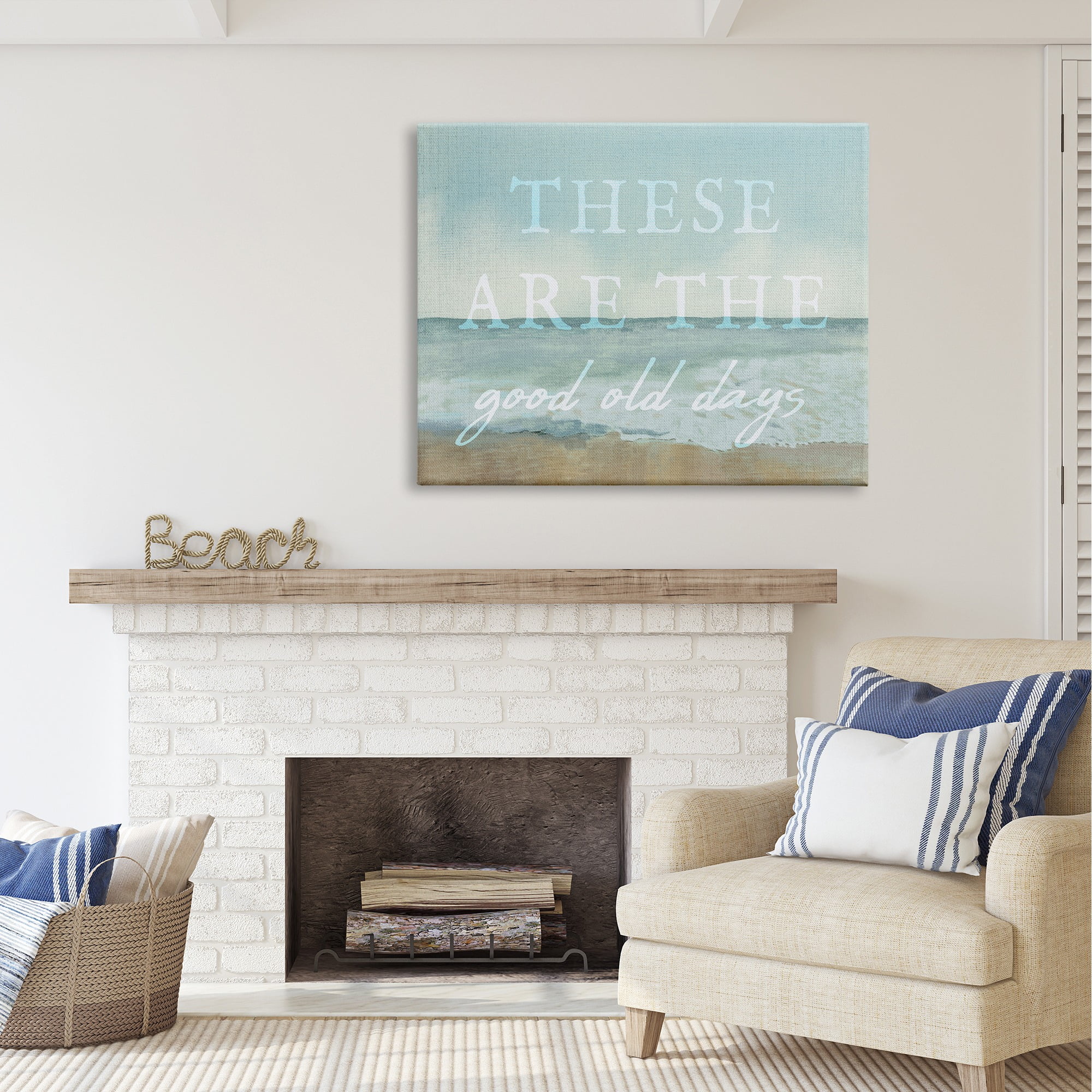 Stupell Industries Good Days Coastal Phrase Abstract Painting Gallery Wrapped Canvas Art Print Wall Art, 48 x 36