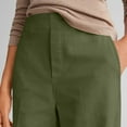 thumbnail image 5 of Womens Casual Sports Corduroy Pants Solid Color Partial Elastic Waist Wide-Leg Side Pockets Soft Comfy Fabric Daily Office Weekend Fall Winter Fashion Ladies Outfit Army Green XL, 5 of 8