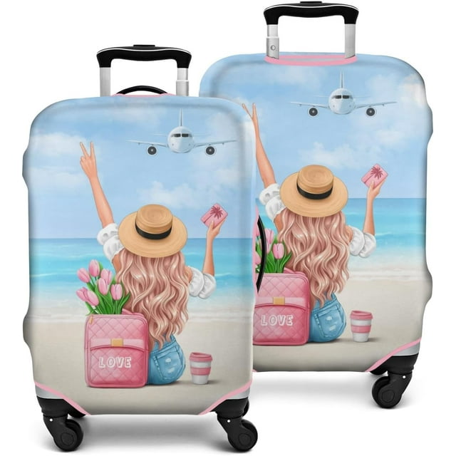 Travel Luggage Cover Suitcase Protector Fits 18-32 Inch Luggage Wheel Covers Patterned Travel Related Items Flower Luggage Protector Elastic Luggage Anti-scratch Suitcase Cover L