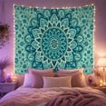 thumbnail image 2 of Radial Mandala on a Teal Background, Calming Boho for Decor Lovers, Bohemian Wall Art, Housewarming Gift, Tapestry Wall Hanging for Bedroom, Living Room and Dorm, 2 of 7
