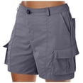 thumbnail image 1 of Women Loose Solid Color Mini Pant Polyester Elastic Waist Beach Shorts Summer Daily Wear, 1 of 4