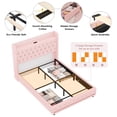 thumbnail image 5 of Homfa Queen Size LED Bed Frame with 2 Storage Drawers & Charge Station, Modern Wingback Upholstered Platform Bed Frame, Pink Velvet, 5 of 8