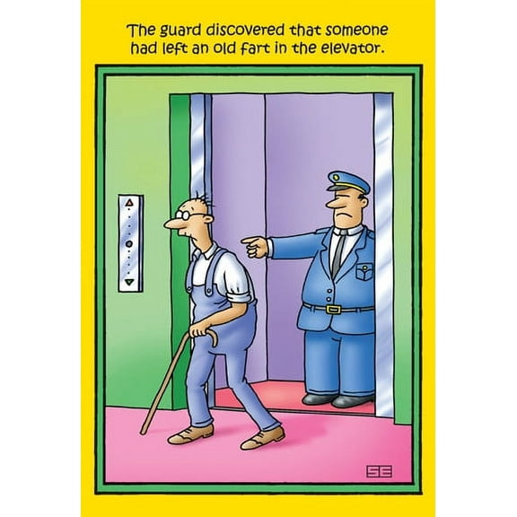 Nobleworks Old Fart in Elevator Funny / Humorous Stan Eales Birthday Card