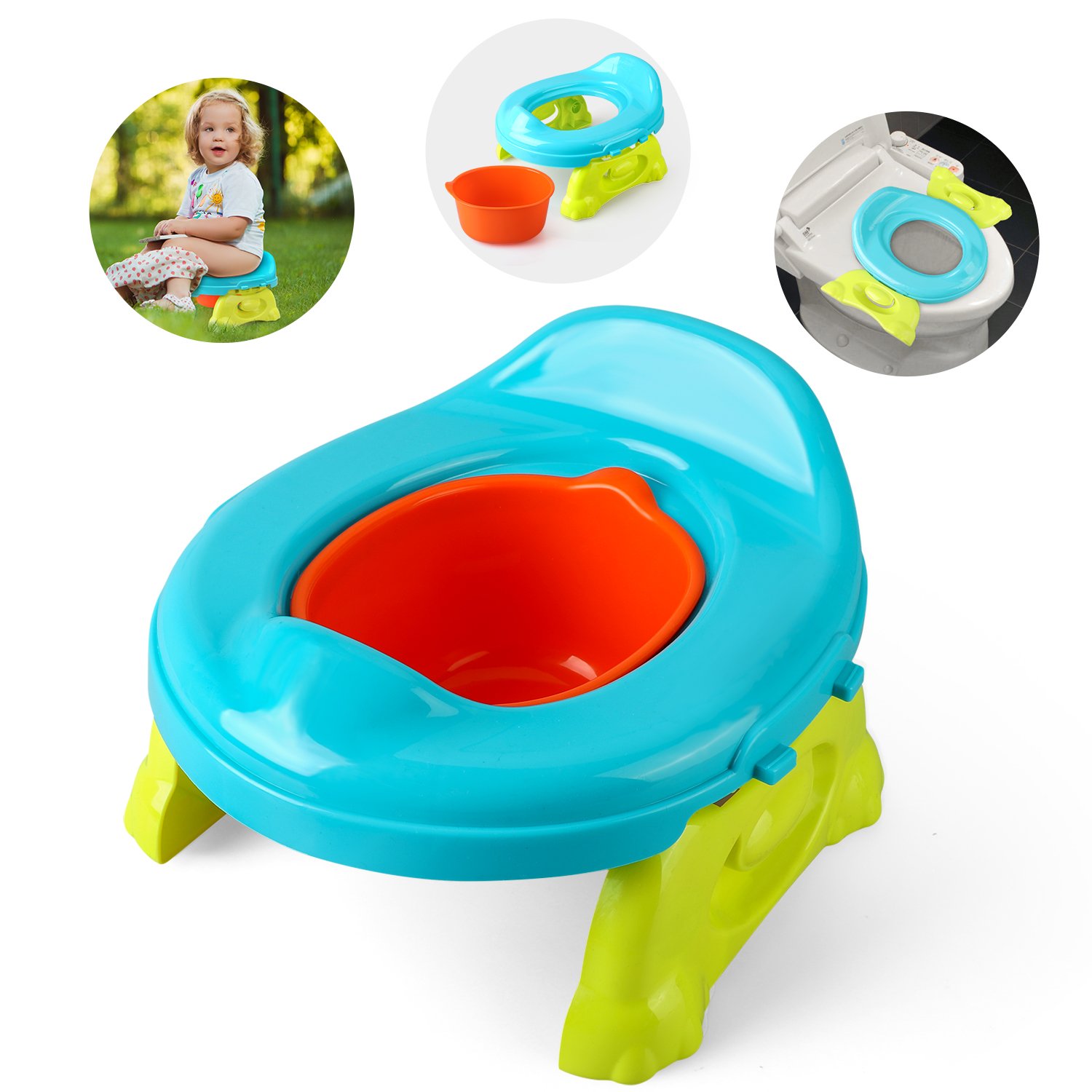 2 in 1 Baby Potty Training Toilet, Foldable Baby Toilet Seat with Anti