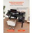 thumbnail image 3 of VEVOR L Shaped Desk, Electric Adjustable Height Corner Gaming Desk with Keyboard Tray and Dual Hooks, Heavy Duty L-Shaped Computer Table with Light Strip for Home Office, Easy to Assemble, Black, 3 of 9
