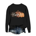 thumbnail image 4 of Wang6 Womens Thanksgiving Graphic Sweatshirts Trendy Thankful Letter Printed Long Sleeve Crew Neck Pullovers Comfy Fall Loose Fit Solid Tshirts Tops Black XL, 4 of 4