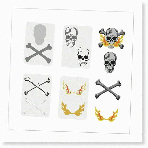 Pirate Skull Airbrush Template Set - 4 Pcs, 11.7x8.3 inch A4 Size, Layered Design for Wood and Wall Painting, Home Decor