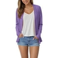 thumbnail image 2 of BOBOGOJP Women's Classic Long Sleeve Knit Cardigan Sweaters Casual Open Front Button Down Cardigans Purple for Size L, 2 of 7