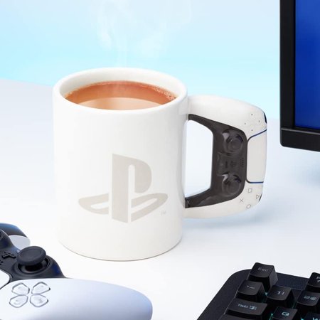 Pre-Owned Playstation Shaped Ceramic Coffee Mug | PS5 Accessories Novelty Gifts (PP9403PS), Multicolor BOLT AXTION Bundle (Refurbished: Like New)