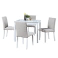 thumbnail image 2 of GZXS 5-Piece Dinette Set, Square Dining Table with Crystal Crushed Diamond Edge and 4 Linen Upholstered Chairs, Space-Saving Dining Set for Compact Kitchen, White+Light Gray, 2 of 8