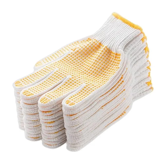 Guantes de trabajo con agarre antideslizante, protección de algodón de seguridad, puntos de PVC, para pintor, mecánico, construcción Industrial, 12 pares