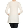 thumbnail image 4 of Women's Solid Basic Casual Side Button Trim Round Neck Blouse Shirt Tunic Top, 4 of 5