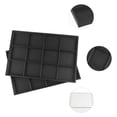 thumbnail image 3 of Unique Bargains 2 Stackable Fabric Jewelry Boxes Organizer Trays with Removable Dividers Black 12 Grid Tray, 3 of 7