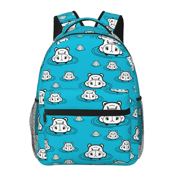 Disketp Hippo In Water Head Mochila Estampada para Hombre y Mujer – Mochila Ligera Clásica con Múltiples Bolsillos para Universidad, Trabajo y Viajes-One Size