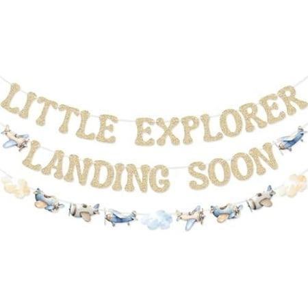 Little Explorer Landing Soon Banner Airplane Garland for Blue Airplane Baby Shower Adventure Awaits Baby Shower Decorations$$Electronics Accessories